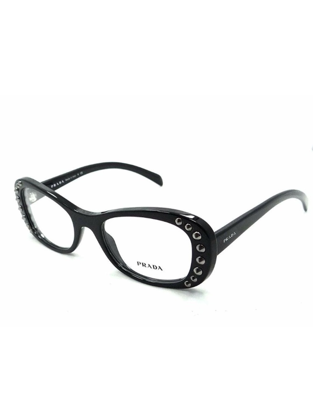PRADA VPR21R 2AU-1O1 53mm HAVANA Studded Eyeglasses Frames Italy